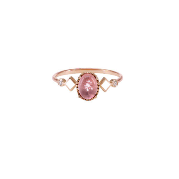 18K橢圓花苞琺瑯鑽石戒指